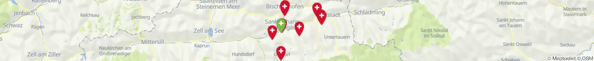 Kartenansicht für Apotheken-Notdienste in der Nähe von Wagrain (Sankt Johann im Pongau, Salzburg)